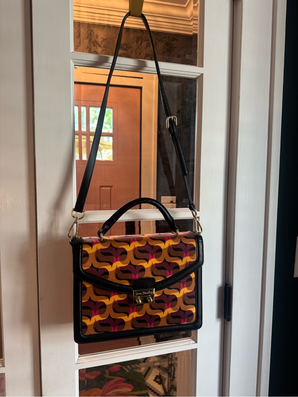 Vera Bradley Lydia Satchel Modern Lights pattern, orange & black geometric purse